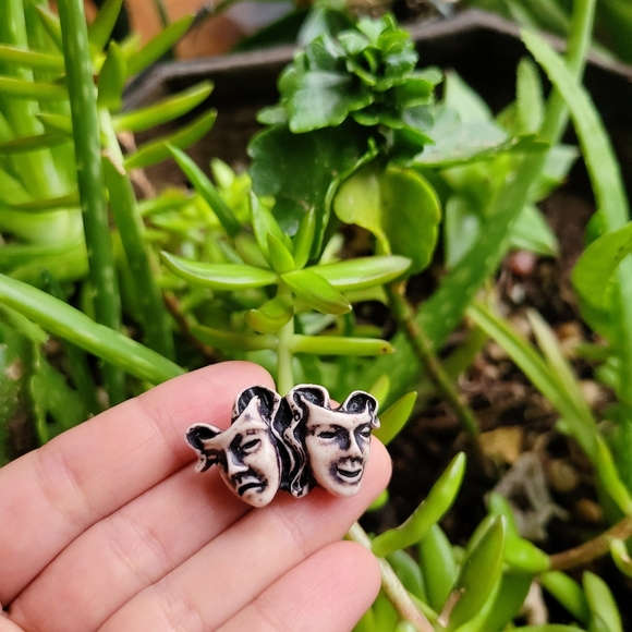 Vintage Celluloid Comedy Tragedy Brooch Pin - Picture 7 of 13